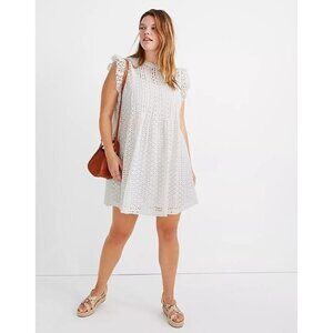 Madewell Eyelet Ruffle Sleeve Pintuck Minidress Lighthouse Womens Size Medium